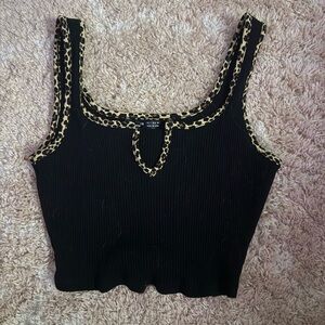 SHEIN Black Embellished Crop Tank Top